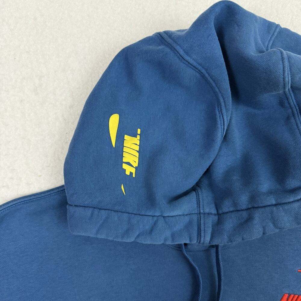 Nike Hoodie Mens Medium Blue Repeat Logo Pullover Sweatshirt Multi Swoosh - Picture 7 of 11